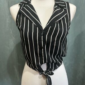 Revamped Black and White Striped Blouse